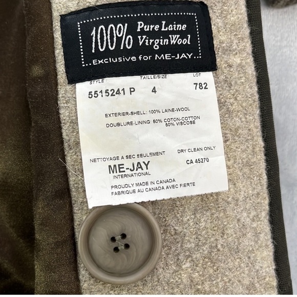 Me-Jay 100% Virgin Wool Coat Oversized Made in Canada - Picture 14 of 14